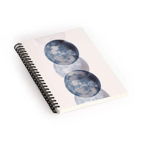 Emanuela Carratoni Blue Moon Phases Spiral Notebook