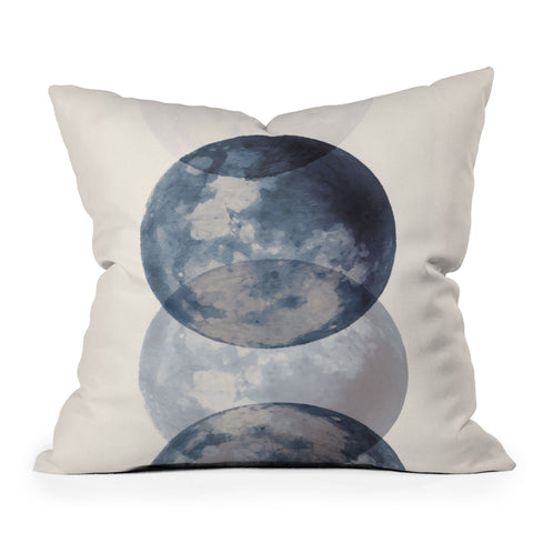 Emanuela Carratoni Blue Moon Phases Throw Pillow