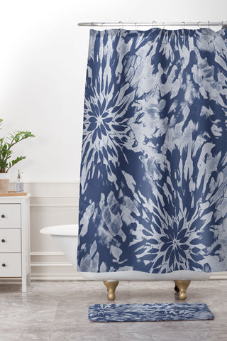 Emanuela Carratoni Blue Tie Dye Shower Curtain And Mat