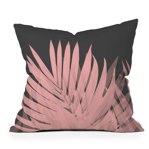 Emanuela Carratoni Blush Palm Leaves Outdoor Throw Pillow
