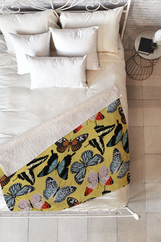 Emanuela Carratoni Boho Butterflies Fleece Throw Blanket