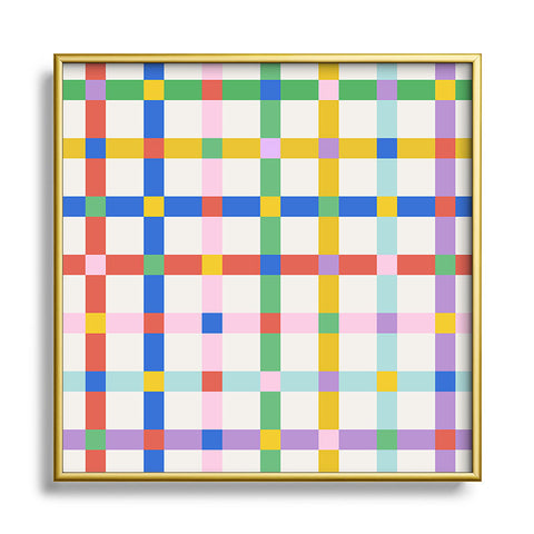 Emanuela Carratoni Checkered Crossings Square Metal Framed Art Print