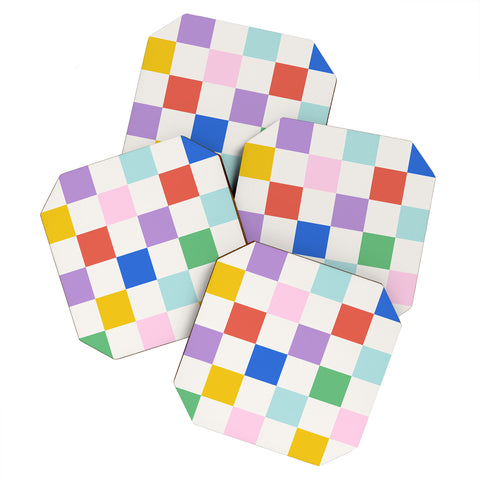 Emanuela Carratoni Checkered Rainbow Coaster Set