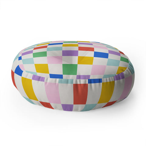Emanuela Carratoni Checkered Rainbow Floor Pillow Round