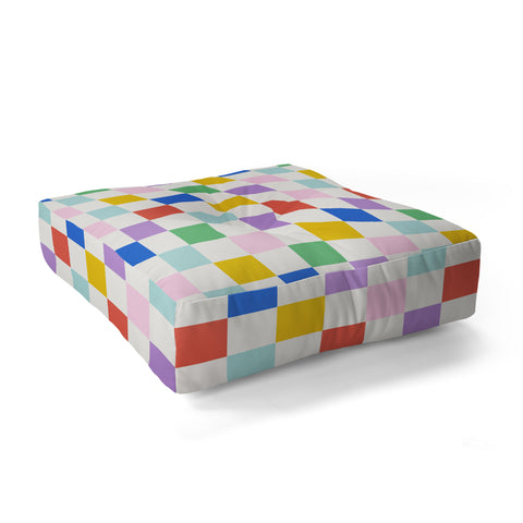 Emanuela Carratoni Checkered Rainbow Floor Pillow Square