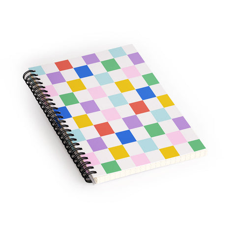 Emanuela Carratoni Checkered Rainbow Spiral Notebook