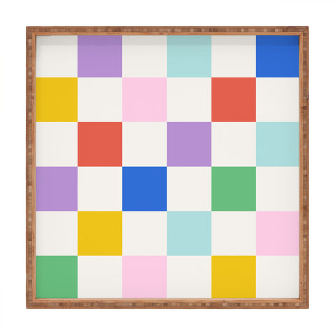 Emanuela Carratoni Checkered Rainbow Square Tray