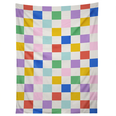 Emanuela Carratoni Checkered Rainbow Tapestry