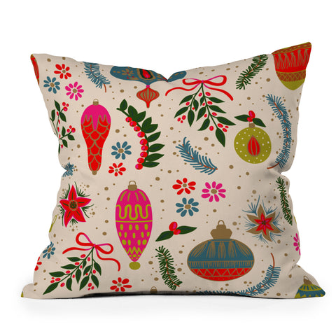 Emanuela Carratoni Christmas Vintage Decorations Throw Pillow