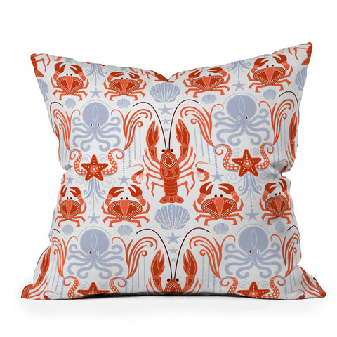 Emanuela Carratoni Crustacean Symphony Throw Pillow