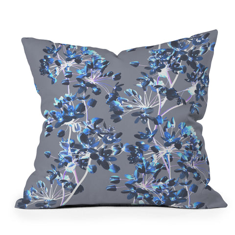 Emanuela Carratoni Delicate Floral Pattern in Blue Outdoor Throw Pillow
