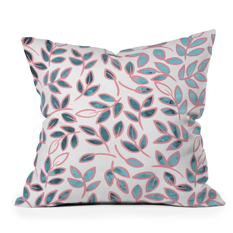 Emanuela Carratoni Delicate Leaves Pattern Outdoor Throw Pillow