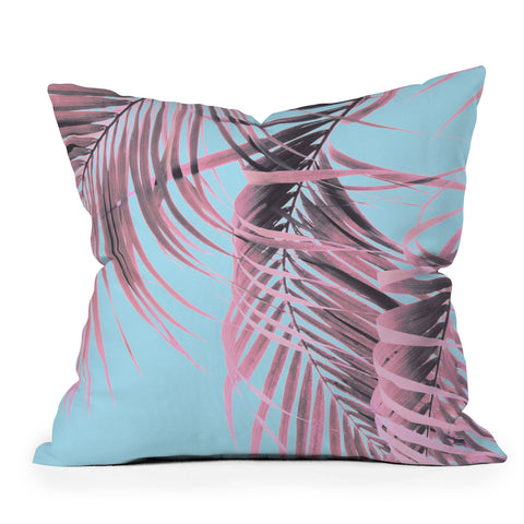 Emanuela Carratoni Delicate Pink Palms Outdoor Throw Pillow