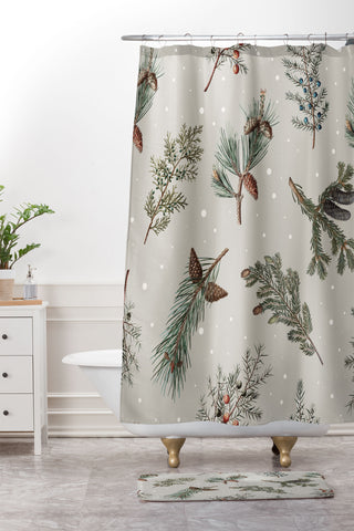Emanuela Carratoni Festive Forest Shower Curtain And Mat