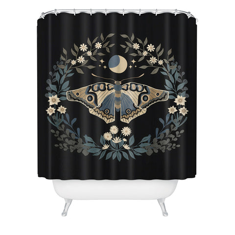 Emanuela Carratoni Floral Moth Shower Curtain