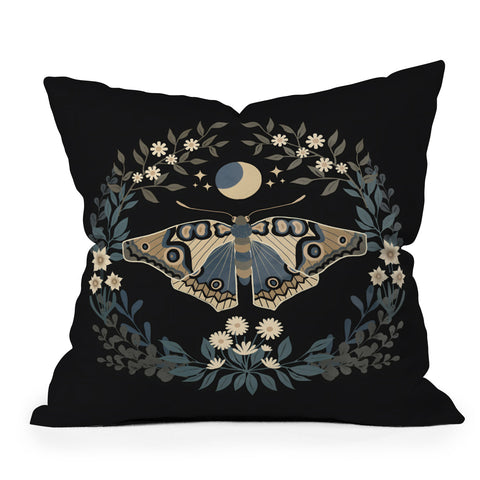 Emanuela Carratoni Floral Moth Outdoor Throw Pillow