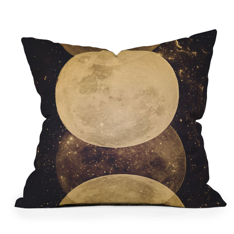 Emanuela Carratoni Golden Moon Phases Throw Pillow