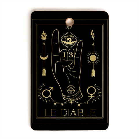 Emanuela Carratoni Le Diable or The Devil Tarot Gold Cutting Board Rectangle