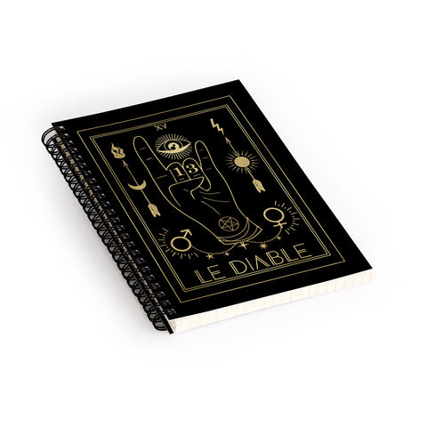 Emanuela Carratoni Le Diable or The Devil Tarot Gold Spiral Notebook