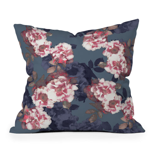 Emanuela Carratoni Moody Florals Outdoor Throw Pillow