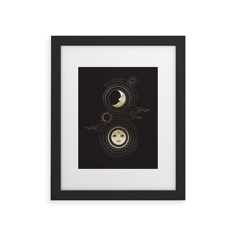 Emanuela Carratoni Moon and Sun in Gold Framed Art Print