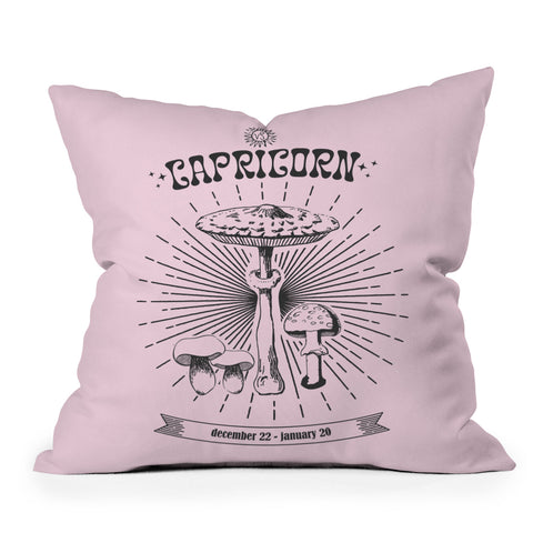 Emanuela Carratoni Mushrooms Zodiac Capricorn Outdoor Throw Pillow