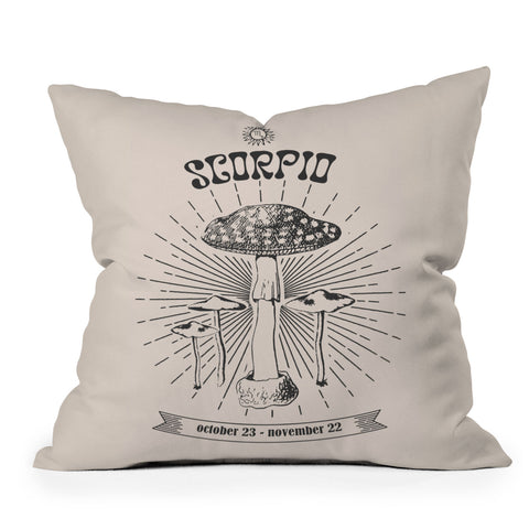 Emanuela Carratoni Mushrooms Zodiac Scorpio Outdoor Throw Pillow