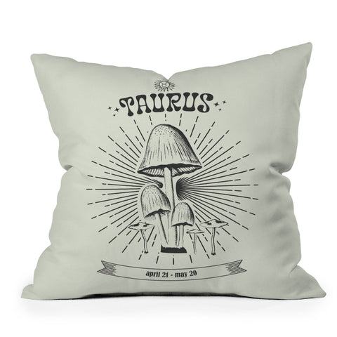 Emanuela Carratoni Mushrooms Zodiac Taurus Outdoor Throw Pillow