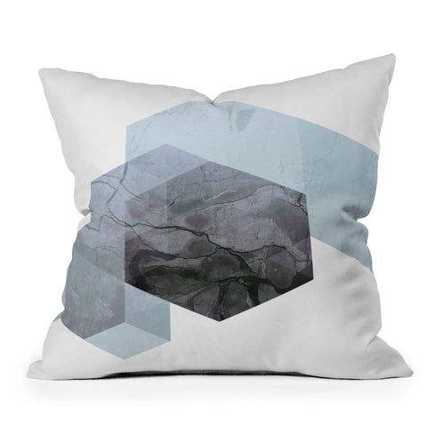 Emanuela Carratoni Neutral Marble Geometry Outdoor Throw Pillow