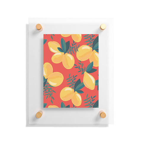 Emanuela Carratoni Painted Lemons on Red Floating Acrylic Print