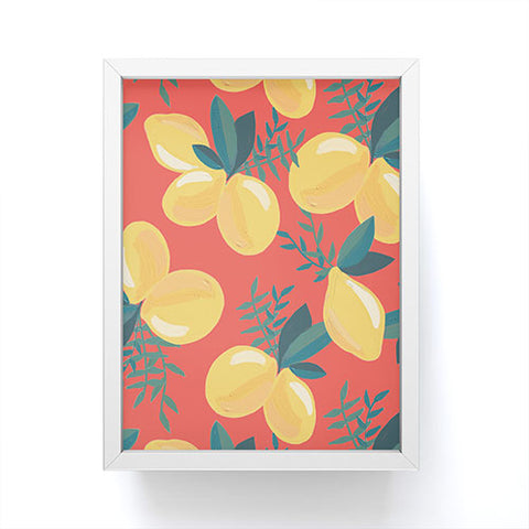 Emanuela Carratoni Painted Lemons on Red Framed Mini Art Print