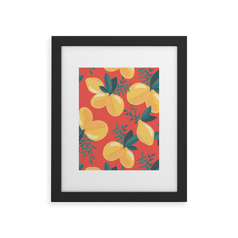 Emanuela Carratoni Painted Lemons on Red Framed Art Print