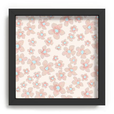 Emanuela Carratoni Pale Pink Painted Flowers Recessed Framing Square