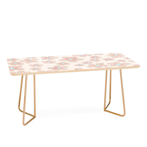Emanuela Carratoni Pale Pink Painted Flowers Coffee Table