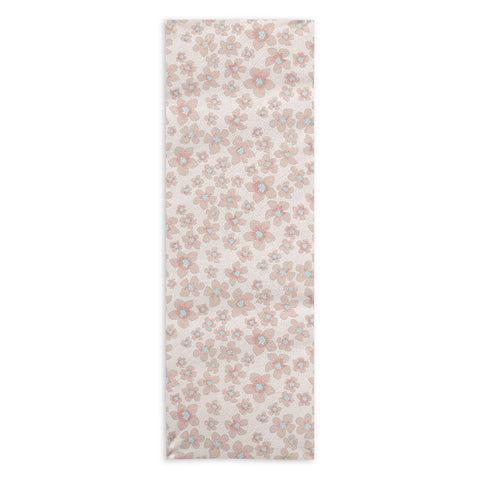 Emanuela Carratoni Pale Pink Painted Flowers Yoga Towel