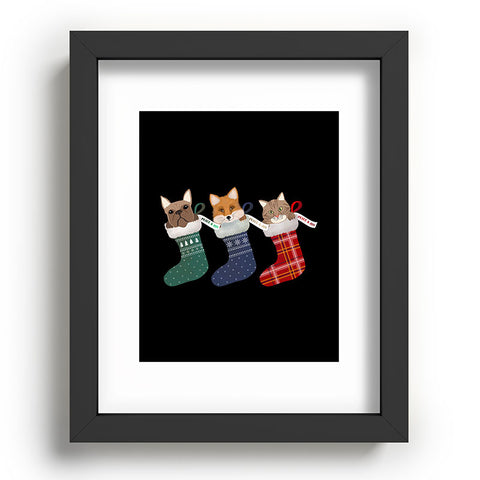 Emanuela Carratoni Pets in Christmas Stocking Recessed Framing Rectangle