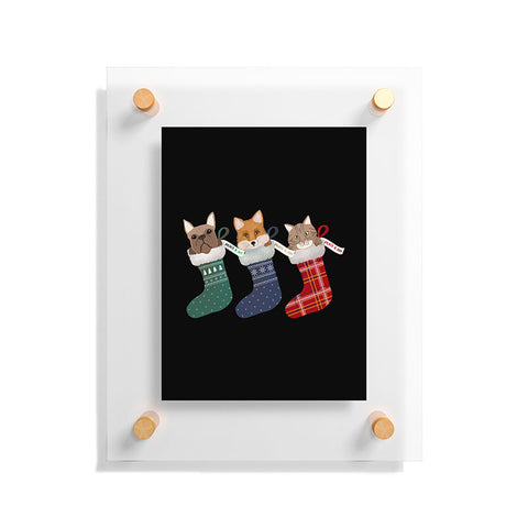 Emanuela Carratoni Pets in Christmas Stocking Floating Acrylic Print