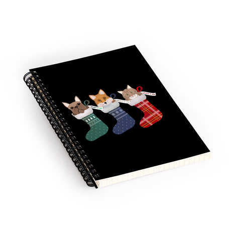 Emanuela Carratoni Pets in Christmas Stocking Spiral Notebook