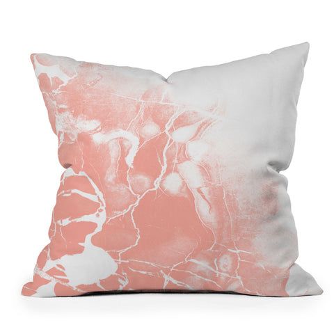 Emanuela Carratoni Pink Marble with White Outdoor Throw Pillow