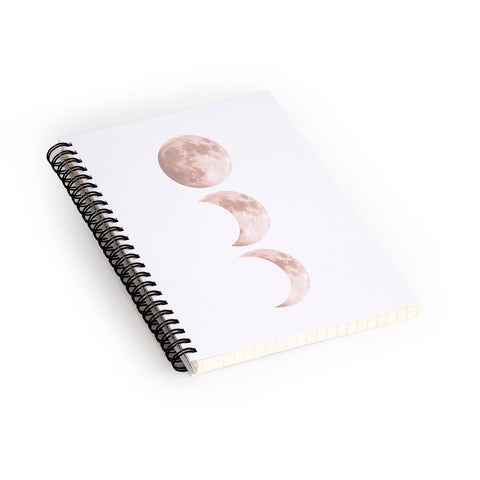 Emanuela Carratoni Pink Moon on White Spiral Notebook