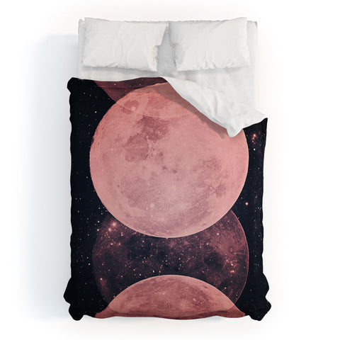 Emanuela Carratoni Pink Moon Phases Duvet Cover