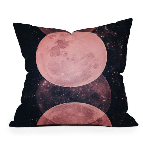 Emanuela Carratoni Pink Moon Phases Outdoor Throw Pillow