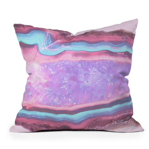Emanuela Carratoni Serenity and Rose Agate with Amethyst Crystals Outdoor Throw Pillow