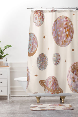 Emanuela Carratoni Space Disco Balls Shower Curtain And Mat