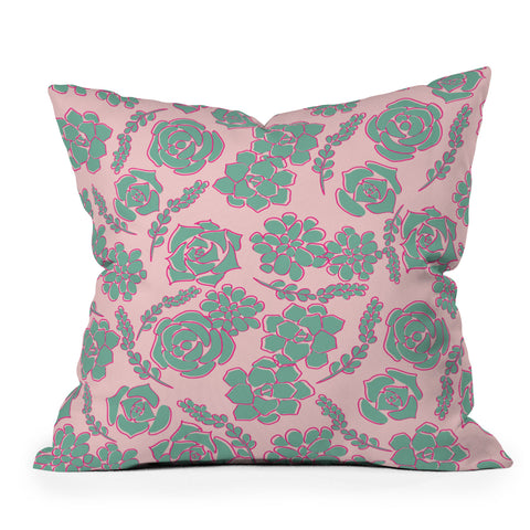 Emanuela Carratoni Succulent Pattern Outdoor Throw Pillow