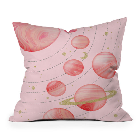 Emanuela Carratoni The Pink Solar System Outdoor Throw Pillow