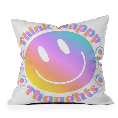 Emanuela Carratoni Think Happy Thoughts 2 Outdoor Throw Pillow