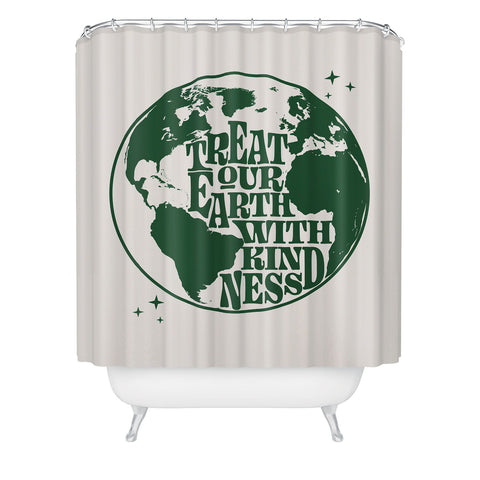 Emanuela Carratoni Treat our Earth with Kindness Shower Curtain