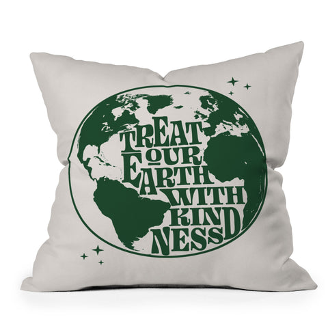 Emanuela Carratoni Treat our Earth with Kindness Outdoor Throw Pillow