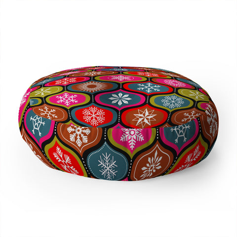 Emanuela Carratoni Vintage Christmas Geometry Floor Pillow Round